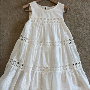 Melloday White Babydoll Tiered Lace Women’s Dress Sleeveless NWT Size Small